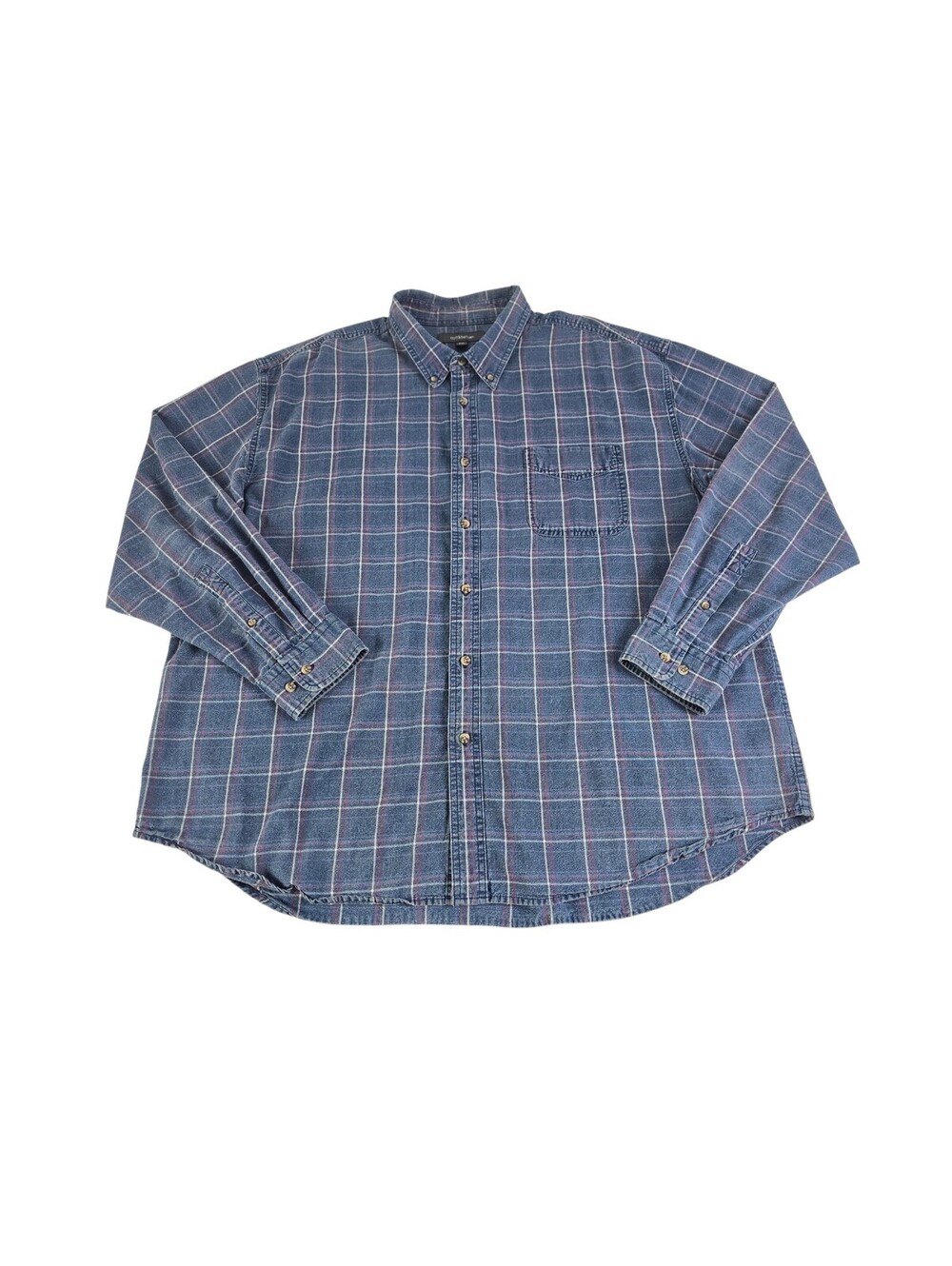 Croft & Barrow Men’s Flannel Button Down Shirt Sz XXL Blue 100% Cotton Collared